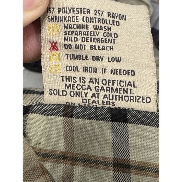 Vintage Y2K Mecca Men's Polyester Rayon 2XL Tan Plaid Long-Sleeve Streetwear - Picture 4 of 11